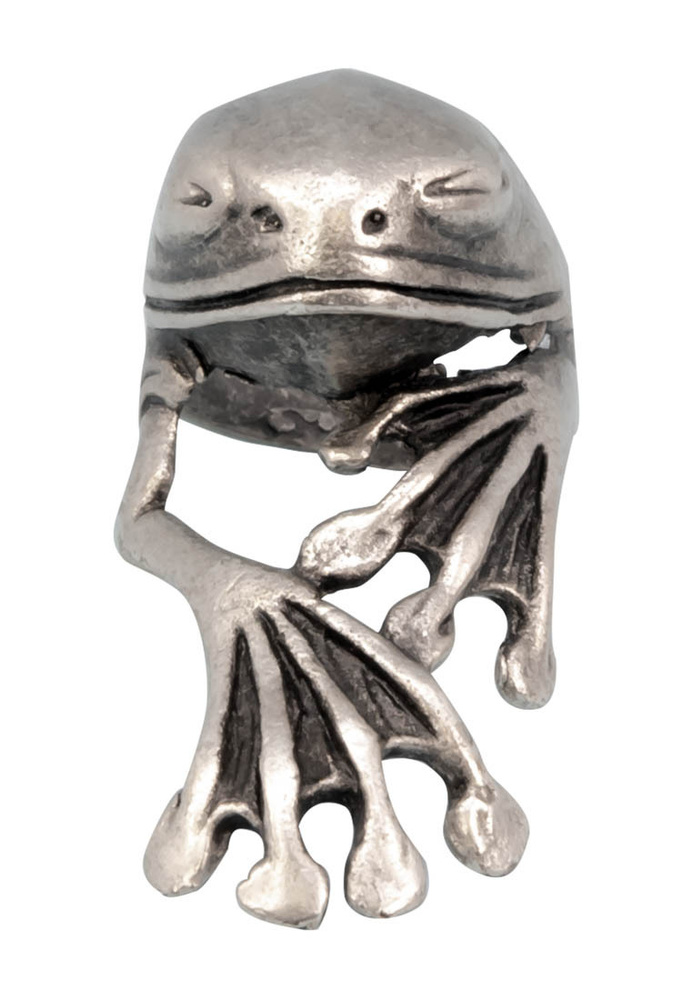 Кольцо бижутерное Лягушка (Безразмерное, Бижутерный сплав, Серебристый) 52829  #1