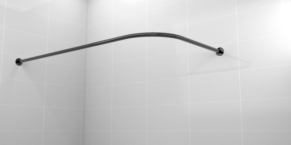 Карниз для ванной угловой 130x70см Г-образный, Усиленный, цельнометаллический из нержавейки черного цвета #1