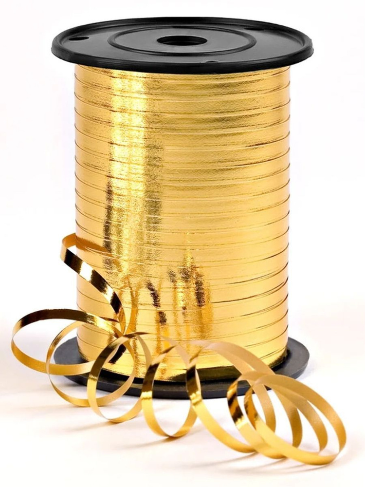 Лента упаковочная декоративная полипропиленовая Riota золотой, 0,5 см*250 м  #1
