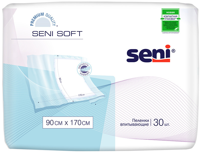 Пеленки Seni Soft впитывающие одноразовые медицинские 90 x 170 см, 30 шт.  #1