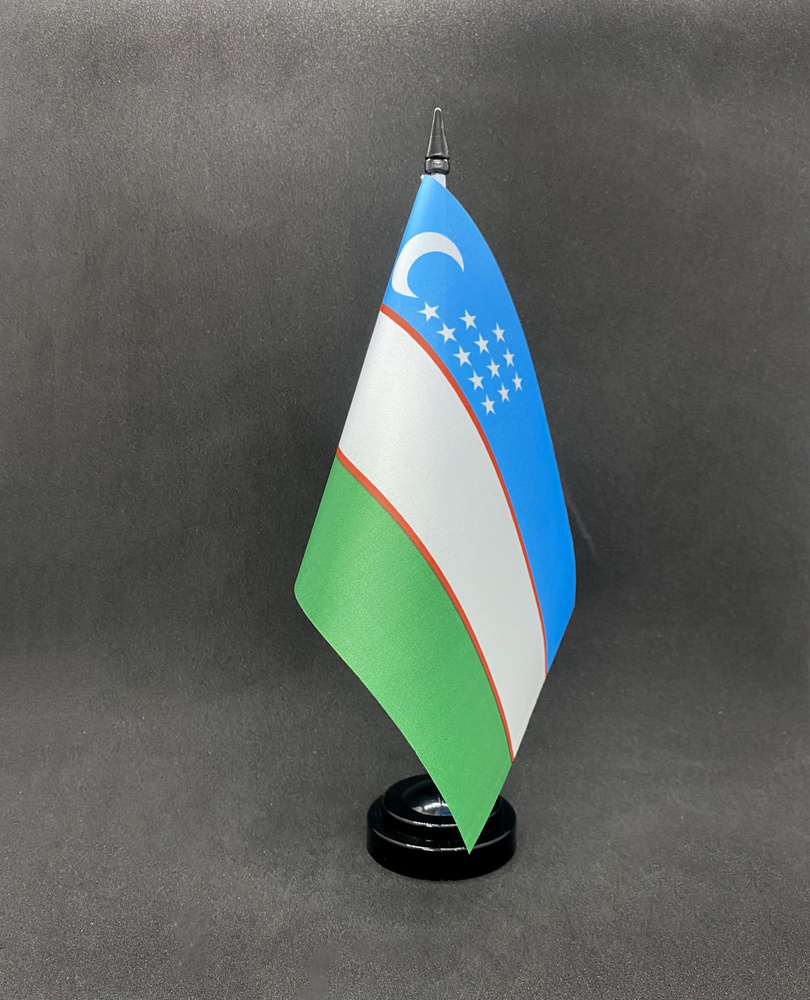 Узбекистан. Настольный флаг на подставке, 30 см #1