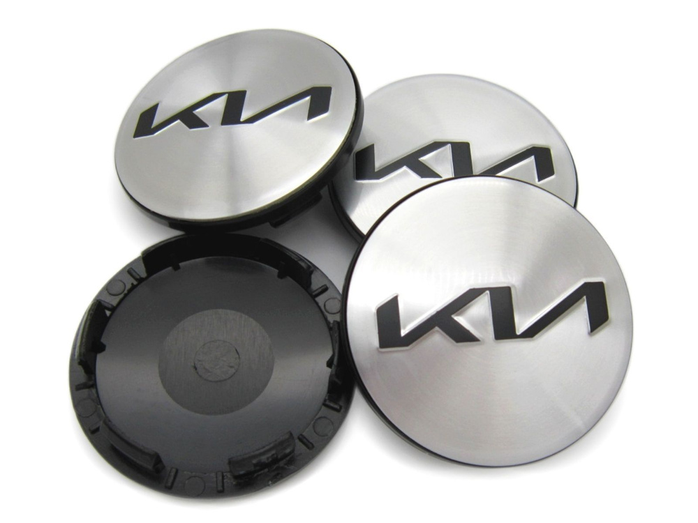 Колпачки заглушки на литые диски КиК Киа новый логотип хром 62/55/10, комплект 4 шт.  #1