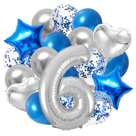 Сине-серебристый набор шаров на 6 лет