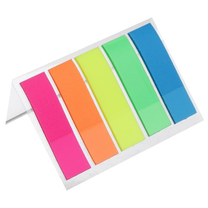 Блок-закладка с липким краем 12 мм х 45 мм, пластик, 20 листов, 5 цветов, флуоресцентный  #1