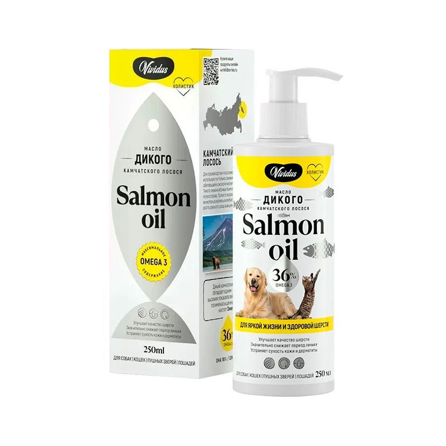 Кормовая добавка масло дикого лосося Salmon Oil, Vividus, 250 мл #1
