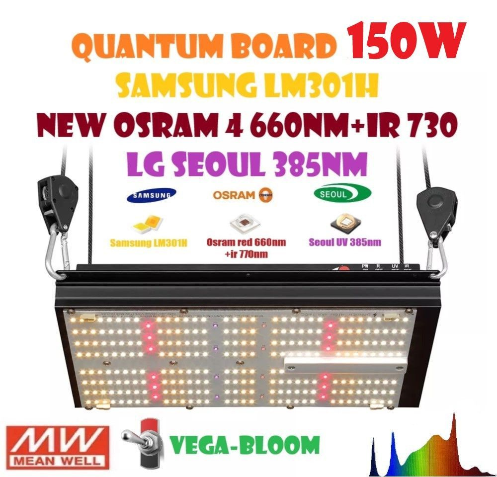 Новинка Светильник для растений 150 ватт Quantum board 150W LM301H Osram 660nm +IR+UV Квантум борд 120 #1