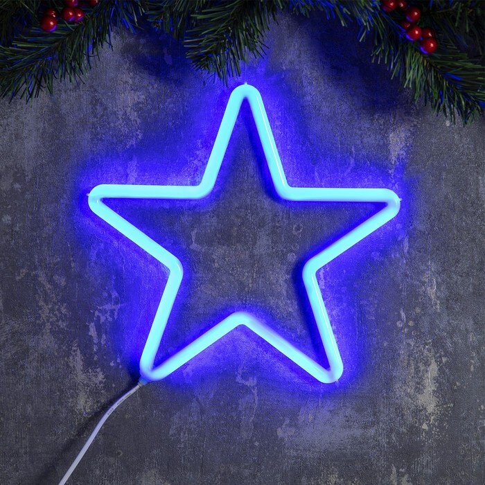 Светодиодная фигура "Звезда" 28 см, пластик, 220 В, свечение синее  #1