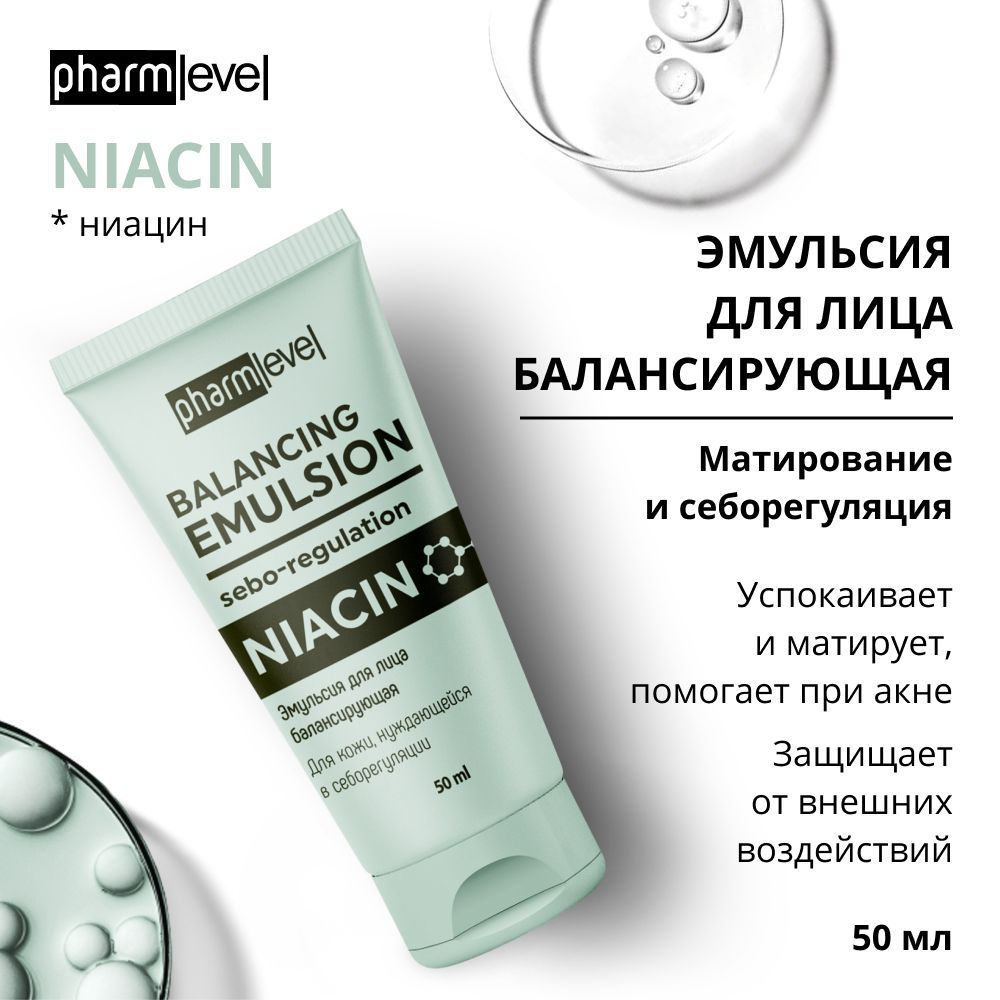 Матирующий крем для лица NIACIN (50 мл) для проблемной кожи, нуждающейся в себорегуляции, против акне #1