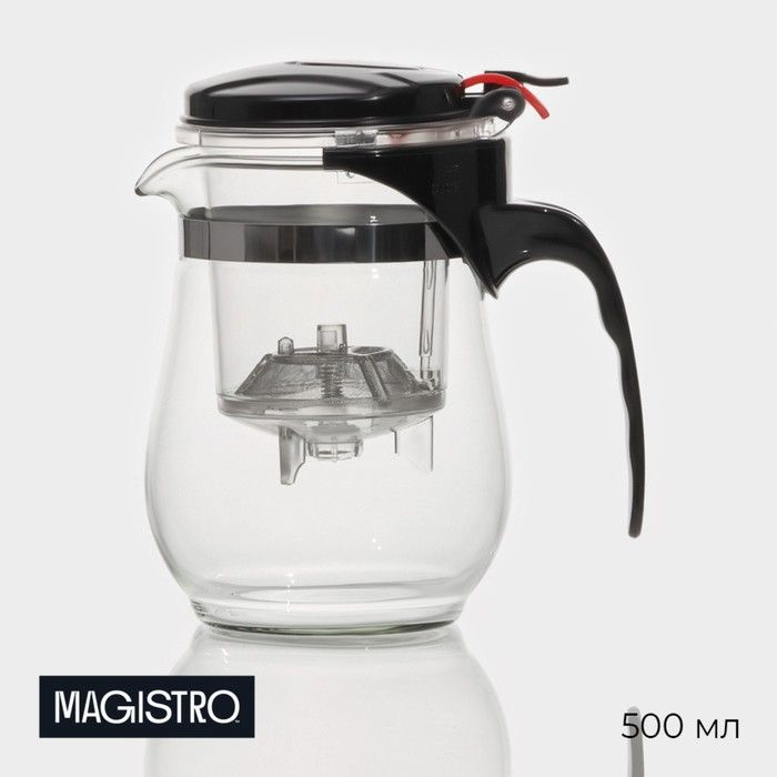 Чайник стеклянный заварочный Magistro "Мехико", 500 мл, с металлическим ситом, пластиковая колба  #1