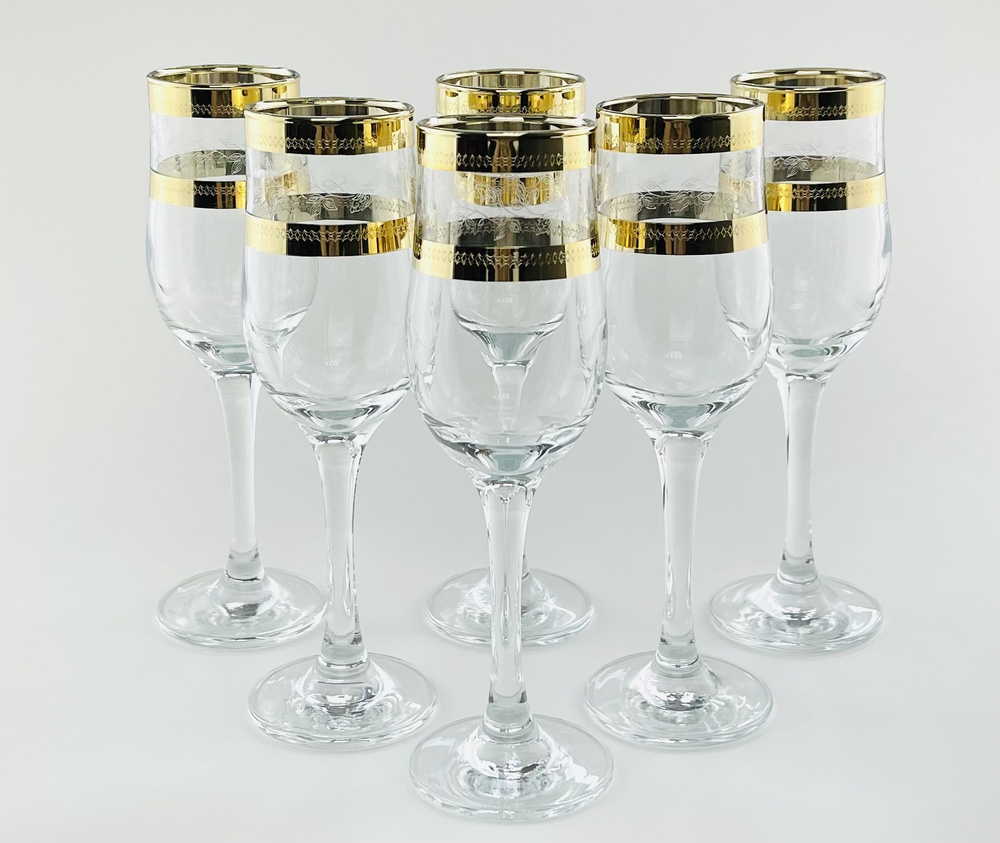Набор бокалов для шампанского с рисунком 6шт. 160мл #1