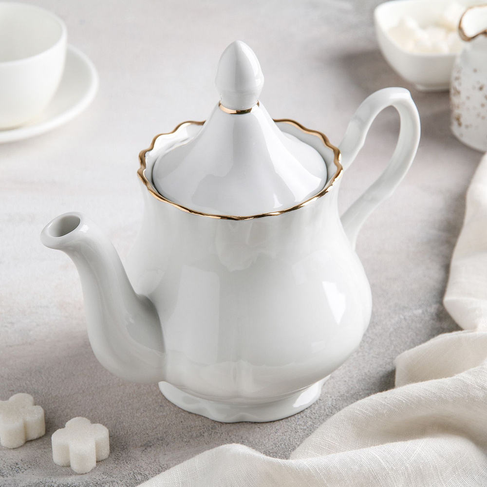 Заварочный чайник "Романс", объем 800 мл, с золотой каёмкой  #1