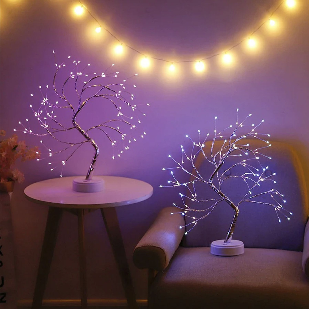 Светодиодный светильник - ночник "Дерево Бонсай" 108 LED, USB / Настольная декоративная интерьерная лампа #1