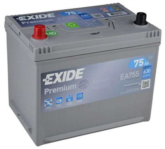 Аккумулятор автомобильный Exide Premium EA755 (75 A/h), 630A L+ #1