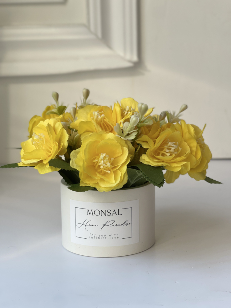 Искусственные цветы для декора в горшке кашпо / букет для интерьера Monsal  #1