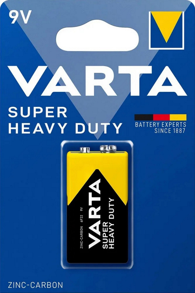 Батарейка крона 9V Varta, 6F22, солевая, 1 шт #1