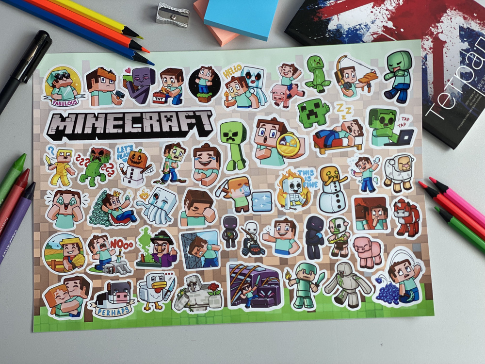 Стикеры Minecraft, наклейки Майнкрафт, стикерпак #1