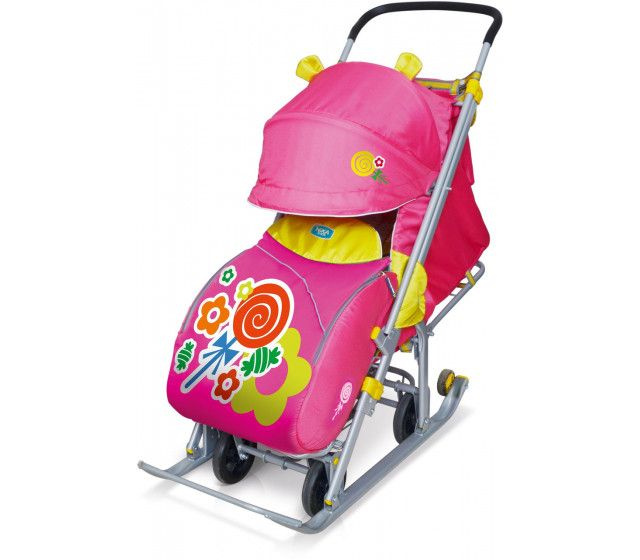 Санки-коляска Nika Детям 7 Леденец (розовый). Товар уцененный  #1