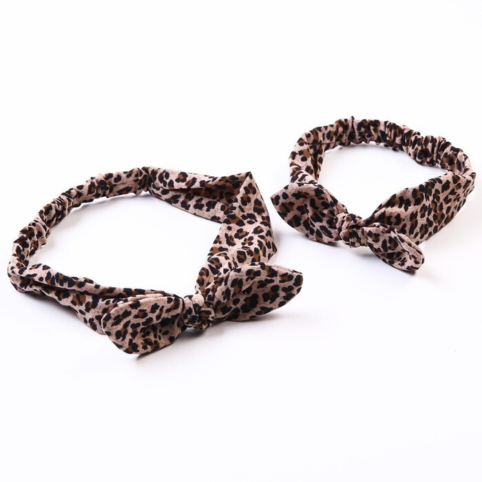Набор повязок для мамы и дочки Leopard print #1