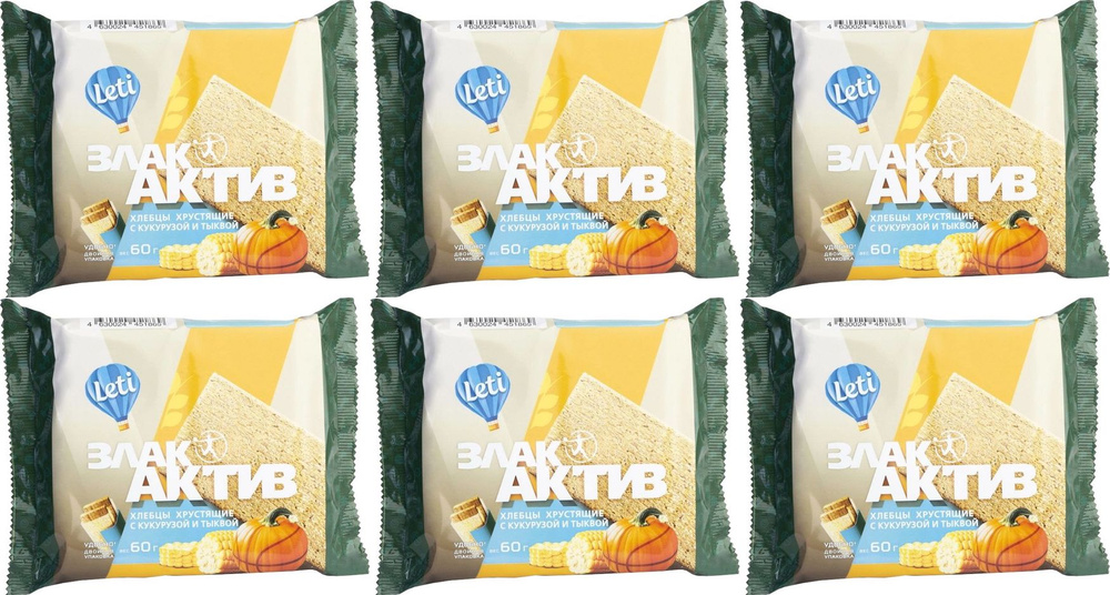 Хлебцы Leti ЗлакАктив с кукурузой и тыквой, комплект: 6 упаковок по 60 г  #1