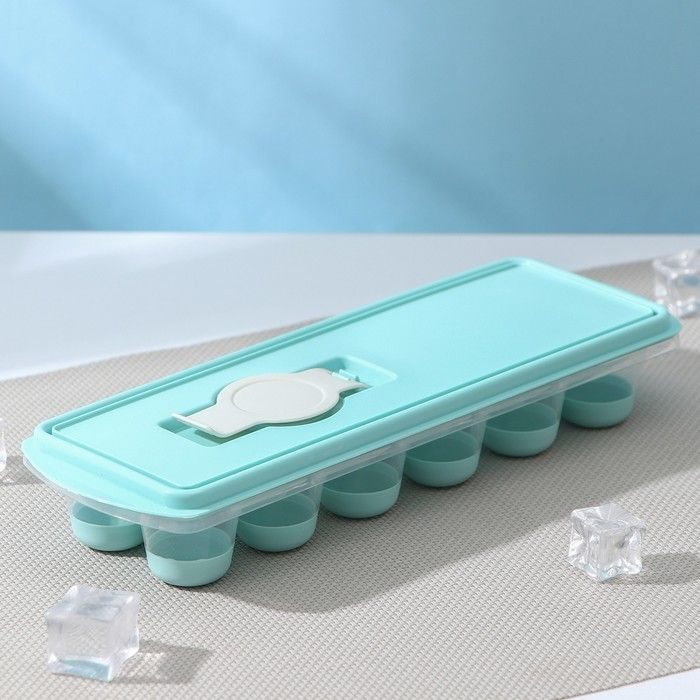 Форма для льда Idea с крышкой и клапаном "Капля", 25х8,5х4 см, цвет аквамарин (М 1250)  #1