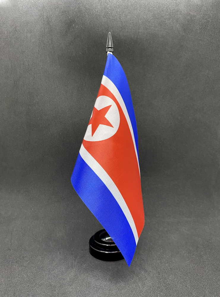КНДР (Северная Корея). Настольный флаг на подставке, 30 см  #1