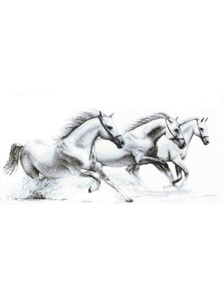 Набор для вышивки бисером Паутинка «Пара белых лошадей» Б-1474