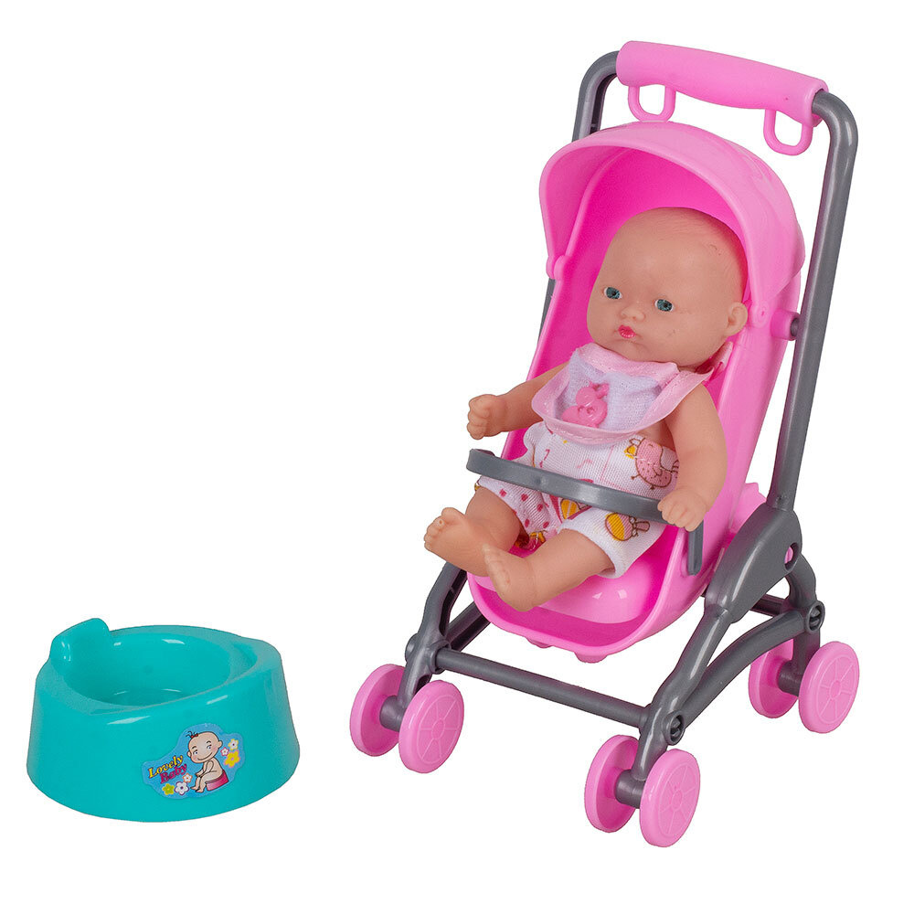 Кукла малышка ПУПС МИНИ 9 см, малыш младенец в коляске, пластик, игрушка в дорогу 0812-155 Tongde  #1