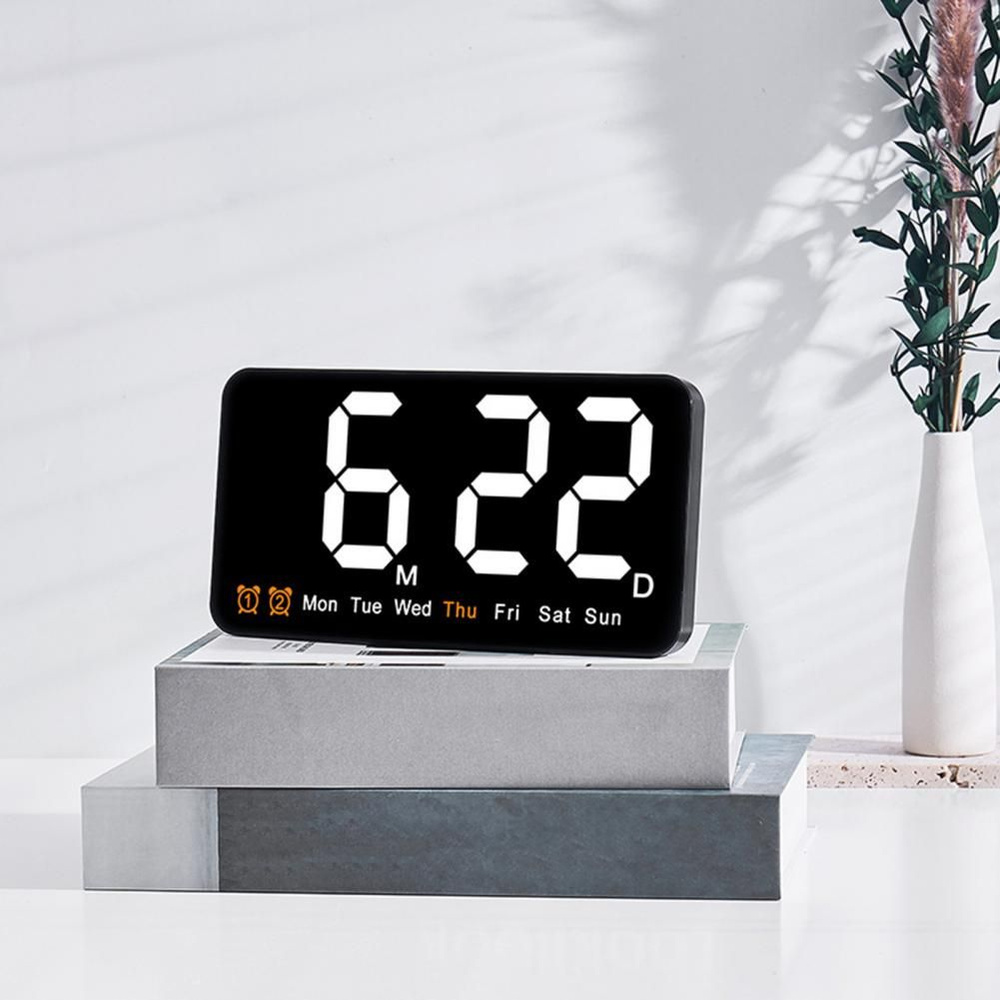 Настольные, настенные электронные часы будильник с термометром и календарем. Товар уцененный  #1