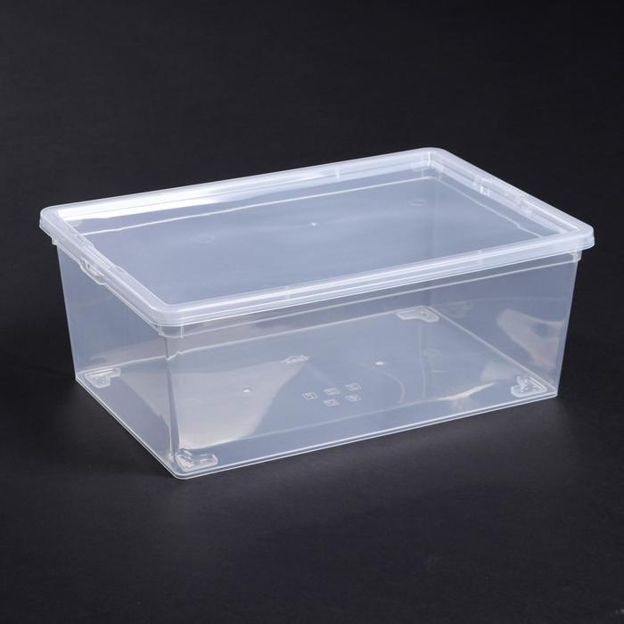 Ящик для хранения с крышкой, 10 л, 37х25х14 см, цвет прозрачный  #1