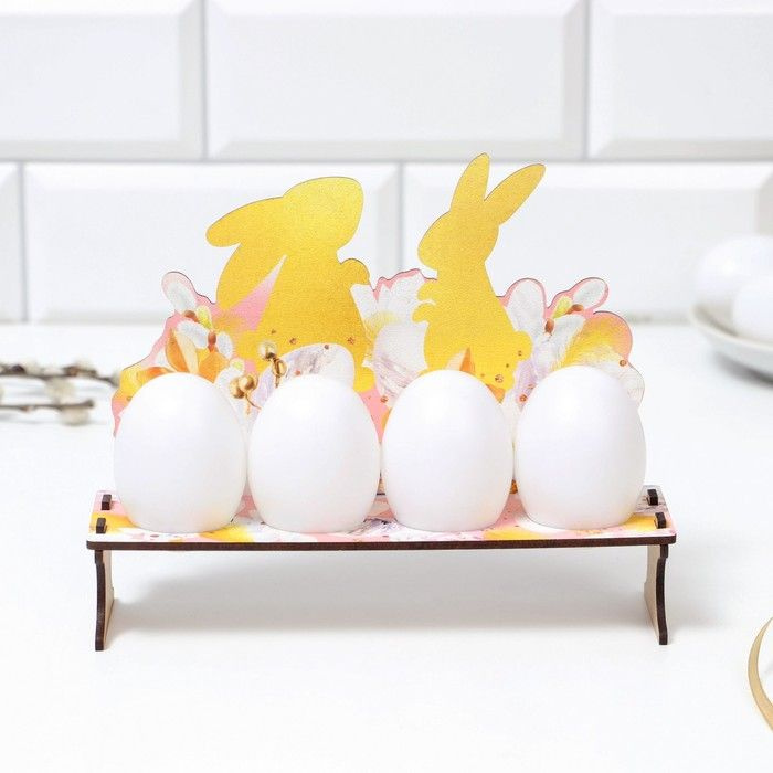 Подставка для 4 яиц "Кролики", 19,6 х 16 х 6,1 см #1