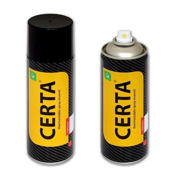 CERTA Аэрозольная краска Быстросохнущая, Термостойкая, до 650°, Матовое покрытие, 0.52 л, 0.27 кг, серебристый #1
