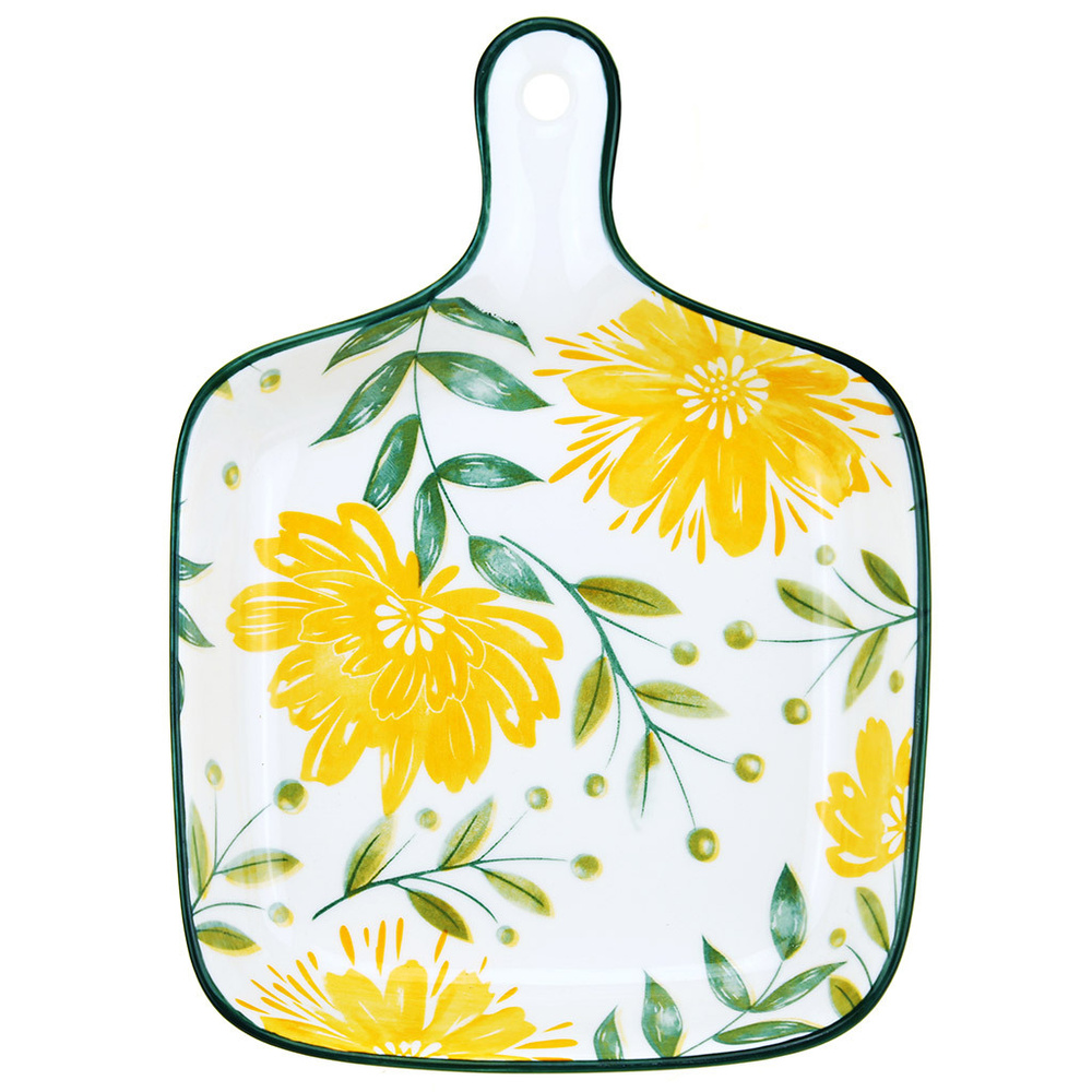 Домашняя мода Блюдо, 1 шт, Фарфор Желтые цветы, диаметр 16.5 см  #1