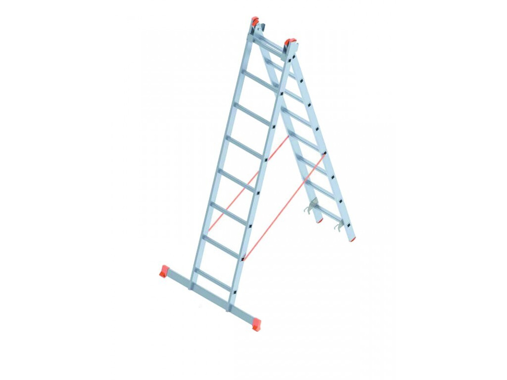 Лестница стремянка двухсекционная Sarayli 2X8, высота в разложенном виде 3,57м  #1