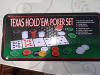 Набор для покера "Texas Holdem" 200 фишек, с номиналом, в жестяной подарочной коробке , Сукно в подарок, 2 колоды карт, фишки дилера, Настольные игры для взрослых #8, Дмитрий С.