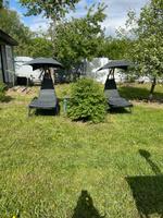 Кресло шезлонг для дачи с матрасом и подушкой MOVZ 210х180х112 см, лежак садовый с зонтом #1, Евгений О.