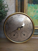 Барометр настенный с термометром и гигрометром THB9392G, золотистый #18, Андрей С.