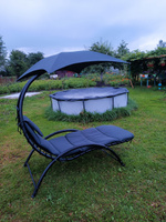 Кресло шезлонг для дачи с матрасом и подушкой MOVZ 210х180х112 см, лежак садовый с зонтом #2, виктория ж.