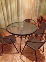 Стол садовый со стеклянной столешницей круглый 100х70 см #8, Елена Е.