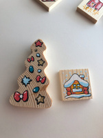 Развивающая игра детское лото "Новогоднее" Томик, из дерева, 24 фишки #2, Наталья Культимирова