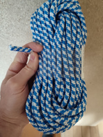 Шнур плетеный с сердечником (веревка) высокопрочный 8 мм 20 м бело-синяя #49, Максим П.
