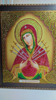 Алмазная мозаика 27х33 см на холсте с подрамником "Икона Божией Матери Семистрельная", частичная выкладка/ картина стразами/ алмазная вышивка #79, Елена Я.