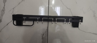 Кухонная подставка с 8 крючками, 60*5.5*5cm, 1 шт, черная, для кухонных принадлежностей, XINEST #58, Егор Ш.