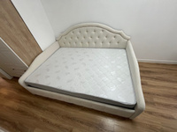 Двуспальная кровать Лондон 140x200 с подъемным механизмом и с коробом для белья велюр белый #2, Резида Ф.