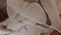 Тюль IDEA HOME гардина, под лён, высота 250 см, ширина 500 см, крепление - лента, белый с коричневым цветком #2, Светлана Ц.