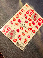 Слайдеры для маникюра сердечки от LAK_NAILS, водные наклейки для ногтей губы , поцелуи #4, Ева С.
