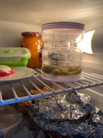 Контейнер для хранения еды. Органайзер для холодильника. Пластиковый контейнер для хранения овощей, емкость для солений с вилкой #4, Михаил Т.